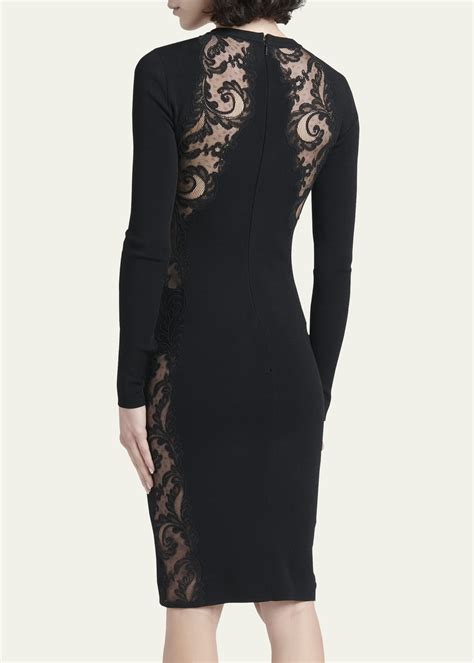 versace lace inset dress|Versace Lace Insert Bodycon Midi Dress .